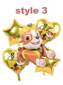 Paw Patrol 5 Stücke Hunde Team Patrouille Aluminium Folie Ballon Set, Kies, Archie, Flauschige Kombination Geburtstags Szene Dekoration Luftballon