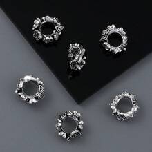 10/20/50 piezas Cuentas espaciadoras vintage de mariposa y flor para hacer pulseras, collares, llaveros, joyas, regalos de primavera y graduación de manera elegante - Plateado - Ver 6