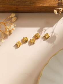 3pcs/Pack 304 Stainless Steel Geometric Square Chrysanthemum Shape Small Cute Charms - TP0898 - View 3