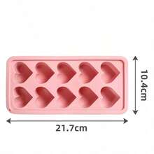 1 件心形硅胶冰块托盘 - 10 腔易脱模模具，适用于家庭、酒吧和 KTV（粉色/红色） - 彩色 - 查看 7