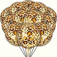 2pcs 22inch Leopard Print Foil Balloons, Suitable For Birthday, Forest Animals Theme Party Decoration