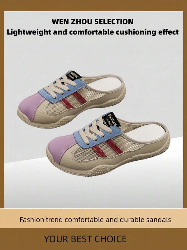 This Is A New And Popular Summer Outerwear For Women. It Features A Linen Style Perforated Upper, Mary Jane Casual Shoes, And A Retro And Cute Flat Half-Slipper. The Soft Sole Is Lightweight And Breathable, And It Is Anti-Slip And Odor-Resistant. It Is A Fashionable Half-Slipper That Gives A Feeling Of Stepping On Feces When Worn By Lazy People. It Is Both Fashionable And Multi-Functional