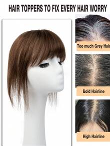 8*12英寸女士直发接发片，夹式设计，外观自然，基础款发片，适合所有棕色真发刘海，可修饰脸型 - S27 - 查看 9