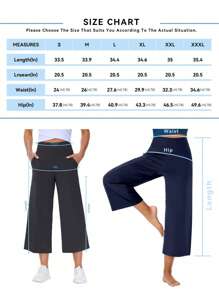 GEMCHO Women' Yoga Ultra Loose Pants With Pockets And Tummy Control High Waist In Flare Crop Spring/Summer