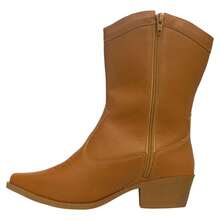 Women's Western Cowboy Boot Pointed Toe Mid-Calf 02.01 - 駝色 - 查看 3