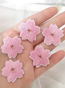 10 piezas de Parches bordados de flor de cerezo pequeños para planchar en aplicaciones de decoración en faldas, bolsas, reparación de agujeros, decoración para chaquetas, mochilas, camisetas