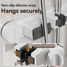 Wall Mounted Mop Holder Clip, No Drill Bathroom Hanger Hook, Storage Organizer Rack With Suction Cup
