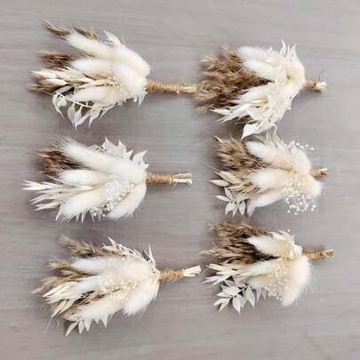 1/2/3/4/5/6/9/12 Piezas Ramo de flores secas bohemio mini para boda, decoración con flores secas hechas a mano para jarrón, manualidades DIY, boutonnière para hombres, planta floral, decoración para dama de honor, niño, regalo de cumpleaños, decoración de otoño