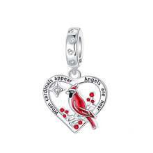 Silver Plated Charm Owl Blue Zirconia Free Bird When Cardinals Appear Angels Are Near Series Charm Bead Is Suitable For Diy Female Bracelet Pendants - Silver - View 13