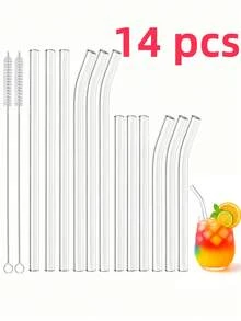 18 Stück Glas Strohhalm Set, geeignet für 40/30oz Becher - extra lange wiederverwendbare Strohhalme Set mit Reinigungsbürste, stylisch & elegant, geeignet für Frauen, Zuhause/Büro/Outdoor, Schulgebrauch - Verschiedenfarbig - Übersicht 13