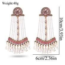 FANYINAN 1 对锌合金仿珍珠时尚优雅耳环，镶有水钻，波西米亚风格，适合日常婚礼宴会派对佩戴耳环