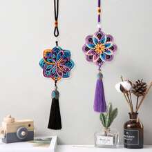 Kit de peinture de diamant Mandala - Décoration de voiture suspendue en cristal acrylique, Art spirituel DIY pour la maison et l'intérieur de la voiture, Cadeau de pleine conscience bohème pour les femmes (Matériaux premium)