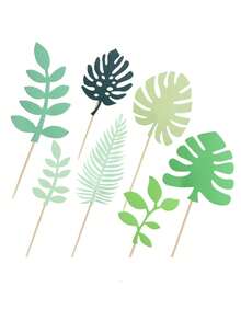 7 Stück glitzernde tropische Blätter Kuchendeko, Cake Pop Stiele, tropische Hochzeitstorte Deko, Grünpflanze Kuchendeko, Palmenblatt Kuchendeko für Dschungel-Themen Geburtstagsfest, Sommer Party Kuchendekoration, Baby-Shower Deko, Weihnachten