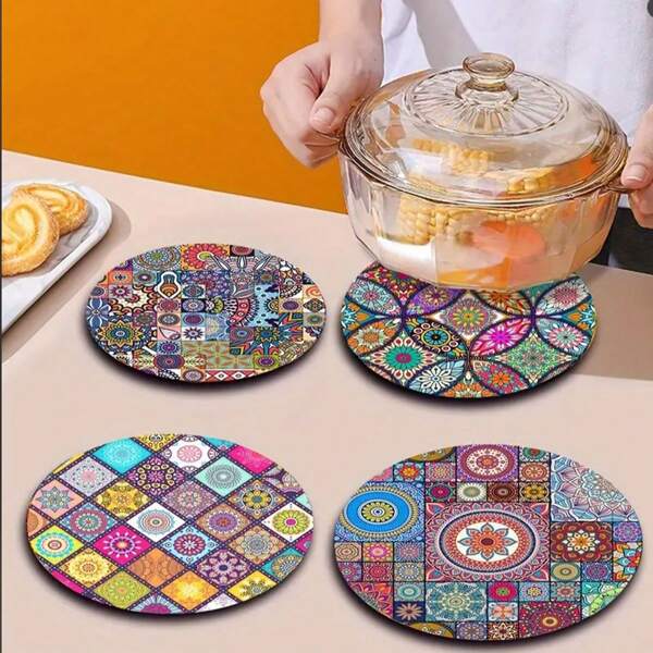 1 set (4 pezzi) di sottopentole termoisolanti per uso domestico in cucina, sottopiatti, presine, sottobicchieri, sottopentole, set di tovagliette resistenti al calore