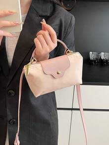 Fashionable And Versatile Popular Hit Women Shoulder Bag, Casual Daily Commuting Briefcase Dumpling Style Handbag, Nylon Canvas Tote Bag, Minimalist Design For Shopping, Mini Phone Pouch, Elegant Quality For Travel, Spring/Summer New - Baby Pink - View 4