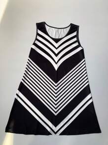 Summer Plus Size Striped Pattern Camisole Slip Dress Beach Outfits For Woman,Women's All-Over Print Sleeveless Mini Dress - Round Neck Casual Sundress, Flowy Summer Daily Dress, Beach Vacation Tank Dress For Women,Leisurely Short Dresses