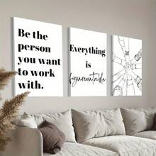 Set de 3 pósters de lienzo, pintura de lienzo de trabajo en equipo, regalo ideal para dormitorio, sala de estar, pasillo, arte de pared, decoración de pared, decoración de habitación de alta definición y alta calidad con marco de madera (envuelto, lienzo)