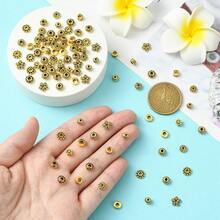 100pcs Retro Spacer Beads For DIY Jewelry Making, Suitable For Bracelet Necklace Accessories - Ancient Silver - View 5