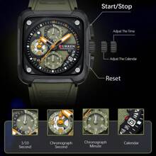 Curren CURREN Top Brand Men's Watches Luxury Square Quartz Wrist Watch Original Waterproof Luminous Chronograph Watch For Men Relogio