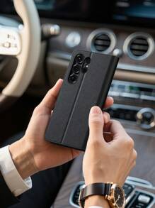 Funda billetera multifuncional negra de PU para teléfono Android