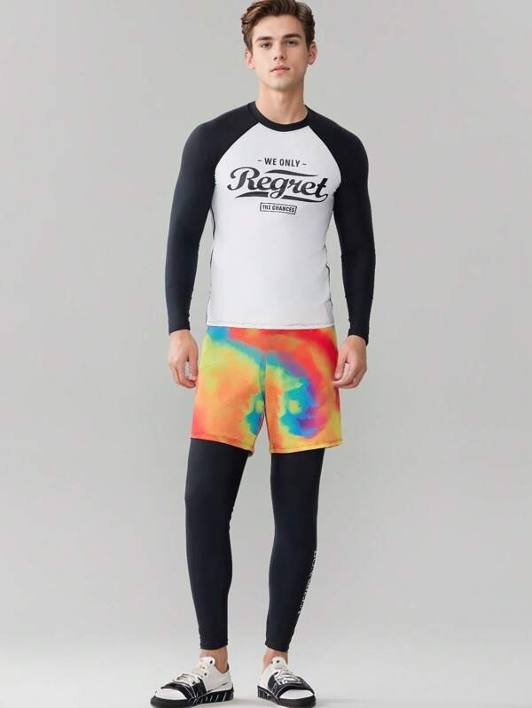 Men's Three - Piece Swimwear Set: Long-Sleeved Top, Shorts & Long Pants, Perfect For Beach Surfing Vacations