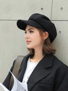 1pc Fashionable Newsboy Hat, Suitable For Daily Wear - Black - View 11
