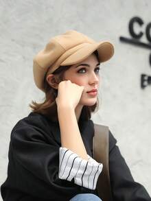 1pc Fashionable Newsboy Hat, Suitable For Daily Wear - Black - View 16