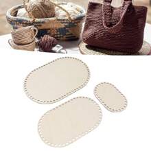 3 piezas de base de crochet ovalada en blanco, 3 tamaños de tapa de piso de madera para DIY de cestería de crochet, suministros de tejido de bolsos y cestas