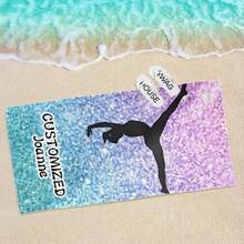 Customizable Gymnastics Athlete Silhouette Beach Towel, Modern Style, Super Soft & Fine Fiber, Quick-Drying, Non-Stick, Knitted Fabric, With Personalized Text, Suitable For Beach, Travel, Camping, Swimming Pool Bathroom Decor Summer Beach Essentials