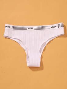 VKME Set di 6 pezzi Mutande basse in cotone, biancheria intima sportiva, pantaloncini brasiliani da donna con motivo a lettere