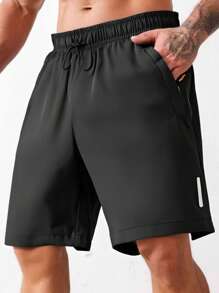 Pantalones cortos deportivos tipo novio de hombre con estampado de letra, pantalones cortos para gimnasio, pantalones cortos deportivos con cremallera y cordón en la cintura, para entrenamiento, correr, gimnasio en verano