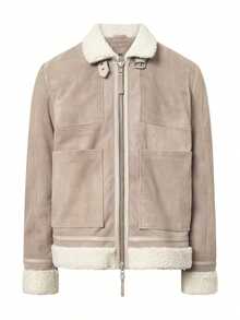 Bolongaro Trevor Real Suede Shearling Patch Jacket - Beige - View 6