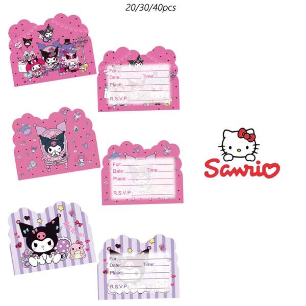 Sanrio 20/30/40pcs Sanrio Kuromi Birthday Invitation Cards, Sanrio Kuromi Party Decorations, Sanrio Kuromi Pary Supples, Kuromi Fiends Invitation Cards, Kuromi Imvitation Cards