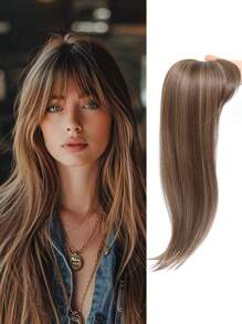 [22-Zoll Geradlinige Perücke Wig Block] Elegante 22-Zoll geradlinige Perücke Wig Block für Frauen, Hitzebeständige Faser, helles Braun bis Schwarz verlaufend, Volumen-Haarteil für mittleres Alter, einfach zu tragen, ideales Weihnachtsgeschenk
