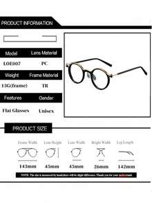 2025新款复古时尚男士眼镜框，圆形朋克金属电脑眼镜，透明镜片，高品质品牌设计，适合日常佩戴 - 無色 - 查看 4