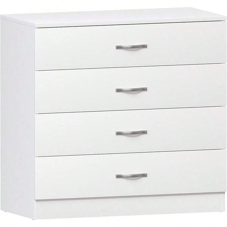 Drawer Unit, 4 Drawers, Metal Handles, Guides With Non-Slip Support - 白色的 - 查看 1