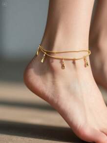 Elegant & Minimalist European Style Women's Fish Design Anklet, 24K Gold Plated Adjustable Bohemian Bead Anklet, Hawaiian Foot Jewelry Gift