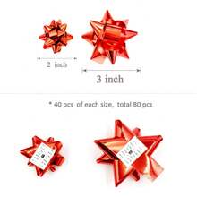 Set de 80 lazos de regalo rojos mini de 2" y 3" - Pequeños lazos adhesivos para regalos, fiestas de navidad, cumpleaños y envoltura de regalos - 1 - Ver 3