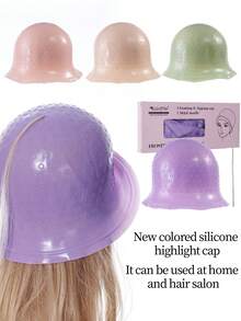 Gorro para mechas con agujeros de silicona reutilizable, gorro para teñir el cabello con agujeros, gorro para mechas, kit de gorro y gancho para salón de belleza - Multicolor - Ver 2