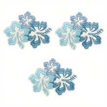 10pcs Blue Floral Embroidered Patches, Iron-On/Sew-On Appliques For Clothing, Backpacks, Hats & Shoes - Fashionable Knit Decor Accessories