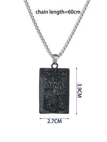 1pc Retro Skull Playing Card Pendant Necklace For Men - Black - View 3
