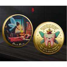 1枚牙仙纪念币礼品，乳牙收集奖励金属硬币玩具，节日礼物 - 彩色 - 查看 3