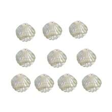 Paquete de 10 colgantes de concha de abulón natural, suministros de fabricación de joyas con forma de abanico, accesorios de artesanía de material de conchas - Multicolor - Ver 5