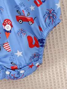 2pcs Baby Boy (Toddler) Casual Short Sleeve Shirt Romper + Bib Shorts Set, Lightweight Summer Outfit