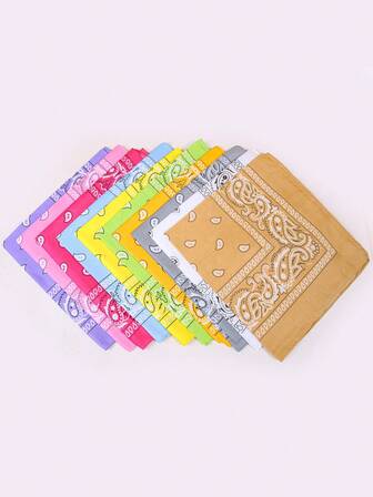 10/5 piezas Pañuelo de cabeza de flores de anacardo de poliéster, pañuelo grande de 52*52CM para unisex, hip hop, ciclismo al aire libre