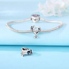 PANPOKI 1pc S925 Sterling Silver Bead Happy Graduation Love Beads Pendant Women's Bracelet Necklace Accessories For Bracelet Necklace DIY Jewelry Fit Girls Classmates Graduation Gift Women Gifts - Silver - View 4