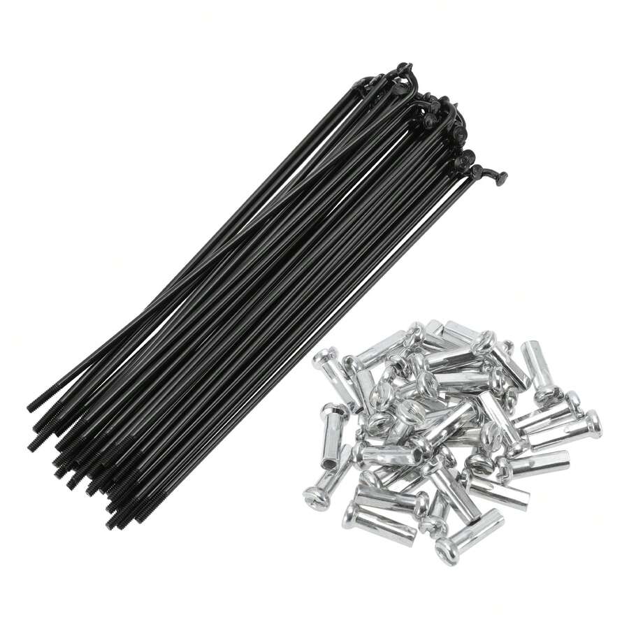 Bicycle Spokes Carbon Steel Bike Spoke With Nipples For Most Bicycle - 黑色 112mm 14G 36件碳鋼 - 查看 1