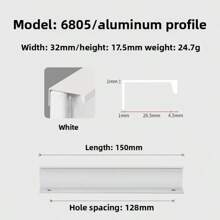 1pc Modern Simple Aluminum Alloy Hidden Furniture Cabinet Door Handle Side Installation Without Drilling Installation Wardrobe Cabinet Drawer Handle Furniture Hardware