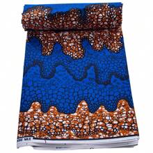 Soft Good Quality African Wax Ankara Fabric Prints Pagne Tissu Polyester Material Stuff Batik Blue Color New 6yards For Sewing