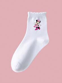Disney 5 pares de calcetines deportivos para niños/niñas para primavera/verano, con decoración de ratón de dibujos animados, fashionables, suaves, transpirables, absorben la humedad, adecuados para estudiantes, uso diario, regalos, viajes